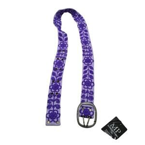 Nwt Madeline Parks Eliza Embroidered Belt Purple Large